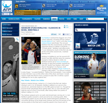 ATP　Nishikori Stuns World No.1 Djokovic